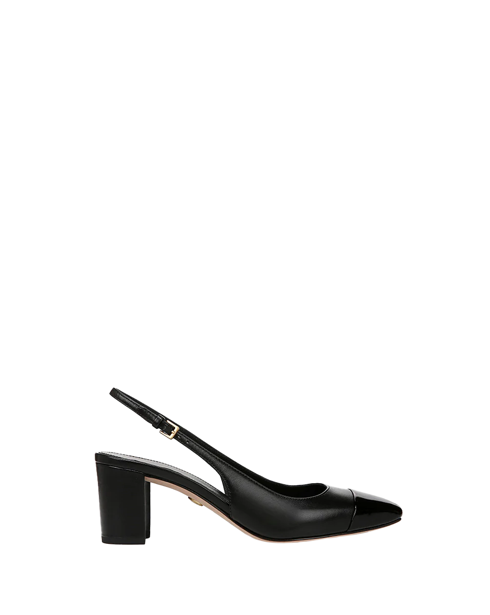 Cecile Leather Cap-Toe Slingback Pump