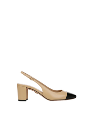 Cecile Leather Cap-Toe Slingback Pump